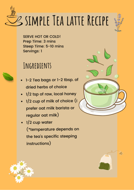 tea latte recipe card