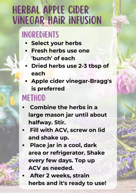 hair infusion recipe card